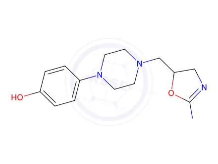 Chemical structure of 4-(4-((2-Amino-4,5-dihydrooxazol-5-yl)methyl)piperazin-1-yl)phenol