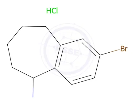 Chemical structure of 2-Bromo-6,7,8,9-tetrahydro-5H-benzo[7]annulen-5-amine hydrochloride