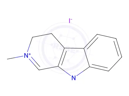 Chemical structure of 2,9-Dimethyl-4,9-dihydro-3H-pyrido[3,4-b]indol-2-ium iodide