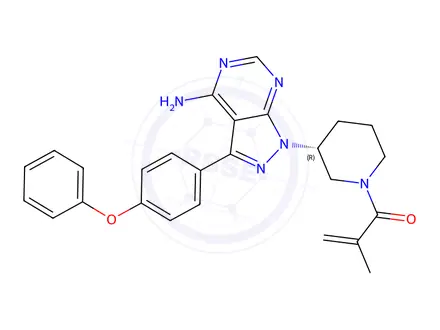 Chemical structure of 2-Propen-1-one, 1-[(3R)-3-[4-amino-3-(4-phenoxyphenyl)-1H-pyrazolo[3,4-d]pyrimidin-1-yl]-1-piperidinyl]-2-methyl-