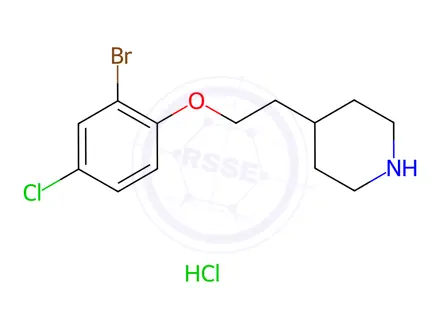 Chemical structure of 4-[2-(2-Bromo-4-chlorophenoxy)ethyl]piperidine hydrochloride