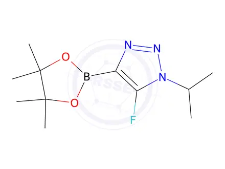Chemical structure of 5-fluoro-1-(propan-2-yl)-4-(4,4,5,5-tetramethyl-1,3,2-dioxaborolan-2-yl)-1H-1,2,3-triazole