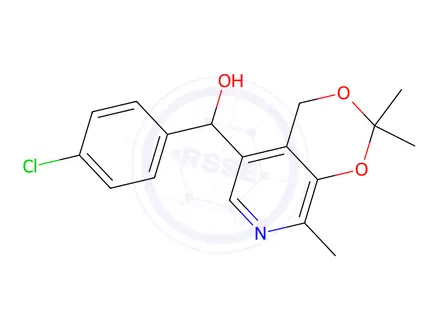 Chemical structure of (+/-)-4-Chlorophenyl-5-[(3,4-isopropylidine)-2-methylpyridine]methanol