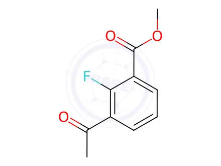 Chemical structure of Benzoic acid, 3-acetyl-2-fluoro-, methyl ester