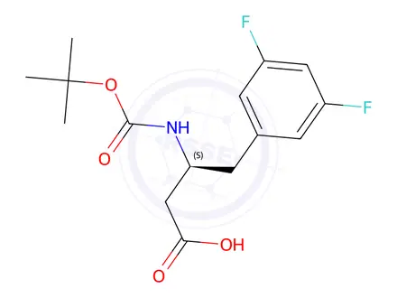 Chemical structure of (S)-3-((tert-Butoxycarbonyl)amino)-4-(3,5-difluorophenyl)butanoic acid