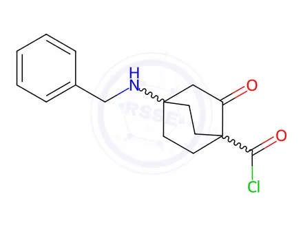 Chemical structure of 4-(benzylamino)-2-oxo-bicyclo[2.2.2]octane-1-carbonyl chloride
