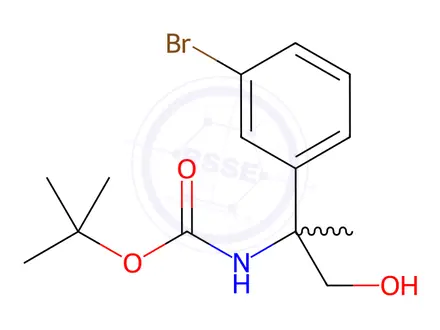 Chemical structure of Carbamic acid, N-[1-(3-bromophenyl)-2-hydroxy-1-methylethyl]-, 1,1-dimethylethyl ester