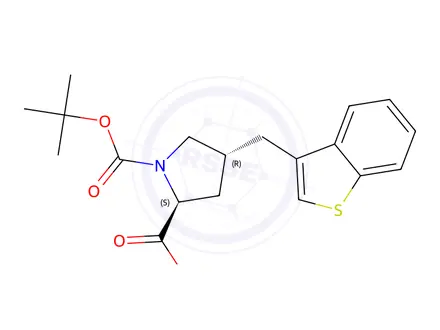 Chemical structure of (2S,4R)-4-(Benzo[b]thiophen-3-ylmethyl)-1-(tert-butoxycarbonyl)pyrrolidine-2-carboxylic acid