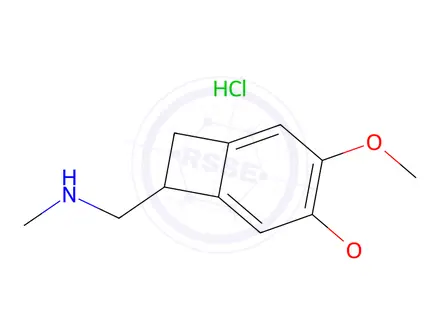 Chemical structure of 3,4-Dimethoxy-7-[(methylamino)methyl]bicyclo[4.2.0]octa-1,3,5-triene hydrochloride