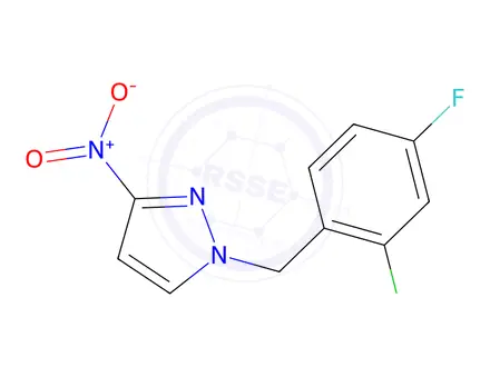 Chemical structure of 1-[(2-Chloro-4-fluorophenyl)methyl]-3-nitro-1h-pyrazole