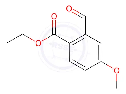 Chemical structure of Benzoic acid, 2-formyl-4-methoxy-, ethyl ester
