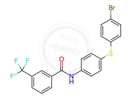 Chemical structure of N-{4-[(4-bromophenyl)sulfanyl]phenyl}-3-(trifluoromethyl)benzamide