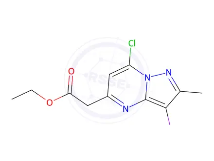 Chemical structure of Ethyl 2-(7-chloro-3-iodo-2-methylpyrazolo[1,5-a]pyrimidin-5-yl)acetate