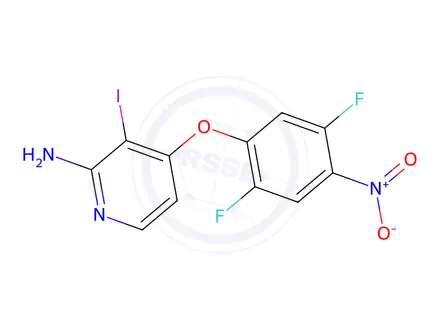 Chemical structure of 4-(2,5-Difluoro-4-nitrophenoxy)-3-iodopyridin-2-amine