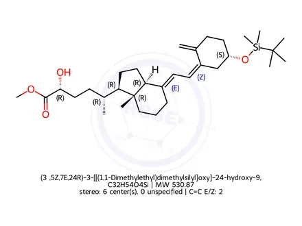 Chemical structure of (3β,5Z,7E,24R)-3-[[(1,1-Dimethylethyl)dimethylsilyl]oxy]-24-hydroxy-9,10-secochola-5,7,10(19)-triene-24-carboxylic Acid Methyl Ester