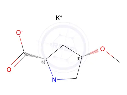 Chemical structure of Potassium (2S,4S)-4-Methoxy-1-methylpyrrolidine-2-carboxylate