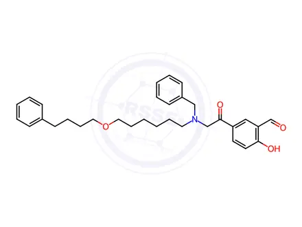 Chemical structure of 2-Hydroxy-5-[[[6,6-(4-phenylbutoxy)hexylbenzyl]amino]acetyl]benzaldehyde