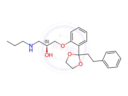 Chemical structure of (2S)-1-[2-[2-(2-Phenylethyl)-1,3-dioxolan-2-yl]phenoxy]-3-(propylamino)-2-propanol