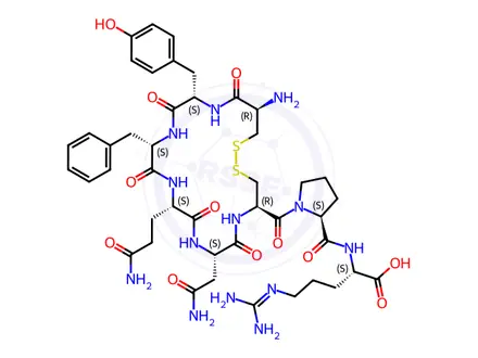 Chemical structure of Vasopressin Impurity 16 (Des Gly9 NH2 Vasopressin)