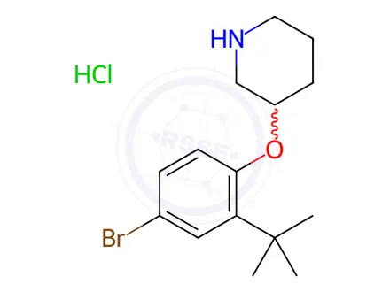 Chemical structure of 3-[4-Bromo-2-(tert-butyl)phenoxy]piperidine hydrochloride