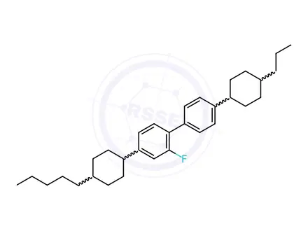 Chemical structure of 2-Fluoro-4-(trans-4-pentylcyclohexyl)-4-(trans-4-propylcyclohexyl)biphenyl