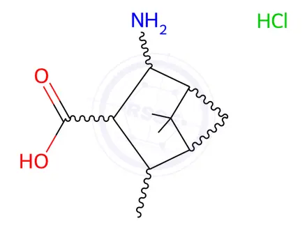 Chemical structure of (1S,2S,3R,4S,5S)-2-Amino-4,6,6-trimethylbicyclo[3.1.1]heptane-3-carboxylic acid hydrochloride