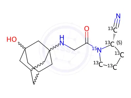 Chemical structure of Vildagliptin-13C5,15N