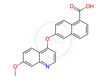 Chemical structure of 1-Naphthalenecarboxylic acid, 6-[(7-methoxy-4-quinolinyl)oxy]-