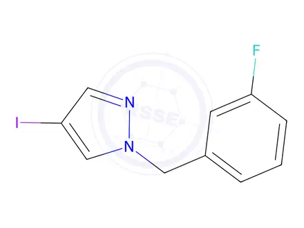 Chemical structure of 1-[(3-fluorophenyl)methyl]-4-iodo-1h-pyrazole
