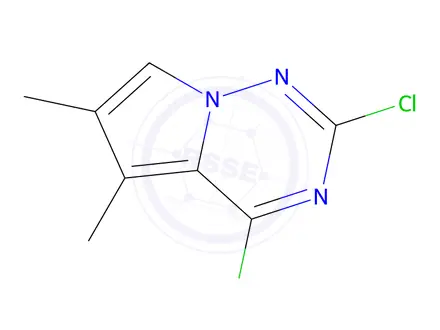 Chemical structure of 2,4-dichloro-5,6-dimethylpyrrolo[2,1-f][1,2,4]triazine