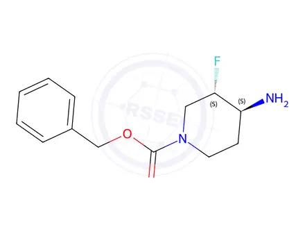 Chemical structure of benzyl (3S,4S)-4-amino-3-fluoropiperidine-1-carboxylate