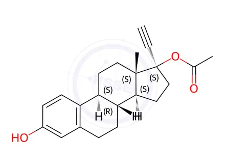 Chemical structure of Ethynyl Estradiol 17-Acetate