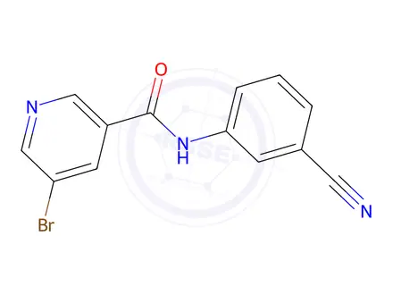Chemical structure of 5-Bromo-N-(3-cyanophenyl)nicotinamide
