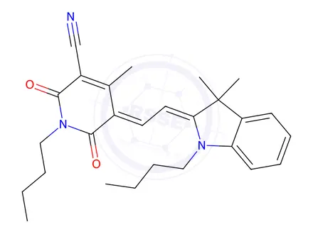 Chemical structure of 1-Butyl-5-[2-(1-butyl-3,3-dimethyl-1,3-dihydroindol-2-ylidene)ethylidene]-4-methyl-2,6-dioxo-1,2,5,6-tetrahydropyridine-3-carbonitrile