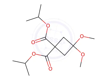 Chemical structure of 1,1-bis(propan-2-yl) 3,3-dimethoxycyclobutane-1,1-dicarboxylate