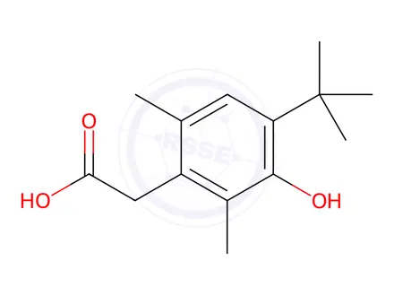 Chemical structure of 4-tert-Butyl-2,6-dimethyl-3-hydroxyphenylacetic Acid