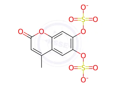 Chemical structure of disodium (4-methyl-2-oxo-2H-1-benzopyran-6,7-diyl)disulphate