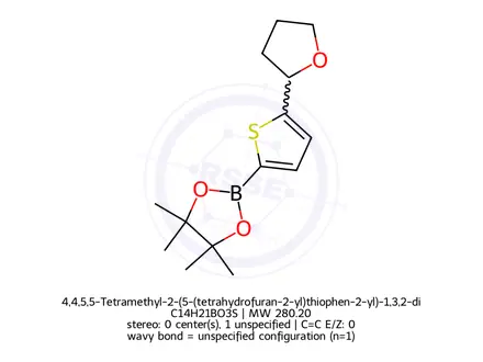 Chemical structure of 4,4,5,5-Tetramethyl-2-(5-(tetrahydrofuran-2-yl)thiophen-2-yl)-1,3,2-dioxaborolane