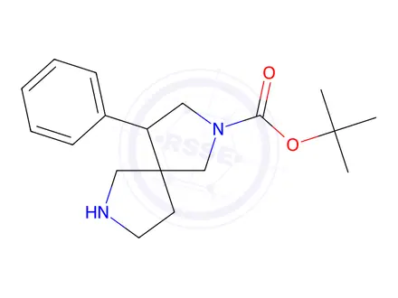 Chemical structure of Racemic-(4R,5R)-tert-butyl 4-phenyl-2,7-diazaspiro[4.4]nonane-2-carboxylate