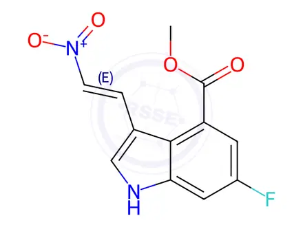 Chemical structure of (E)-Methyl 6-fluoro-3-(2-nitrovinyl)-1H-indole-4-carboxylate