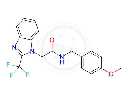 Chemical structure of n-(4-Methoxybenzyl)-2-(2-(trifluoromethyl)-1h-benzo[d]imidazol-1-yl)acetamide