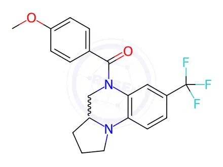 Chemical structure of (4-Methoxyphenyl)(7-(trifluoromethyl)-2,3,3a,4-tetrahydropyrrolo[1,2-a]quinoxalin-5(1H)-yl)methanone