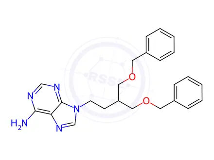 Chemical structure of 9-[4-(Benzyloxy)-3-[(benzyloxy)methyl]butyl]-9H-purin-6-amine