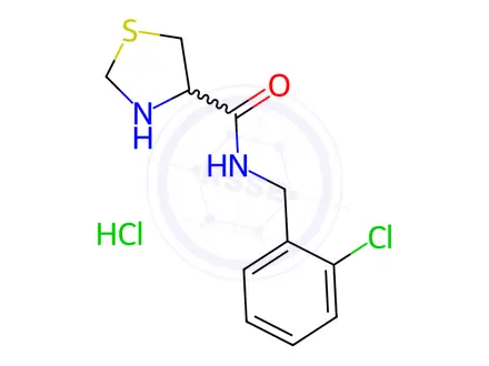 Chemical structure of N-(2-chlorobenzyl)thiazolidine-4-carboxamide hydrochloride