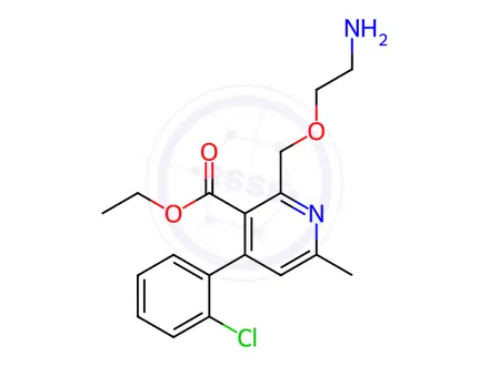 Chemical structure of Ethyl 2-((2-Aminoethoxy)methyl)-4-(2-chlorophenyl)-6-methylnicotinate