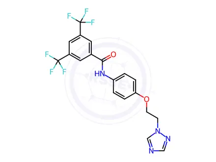 Chemical structure of N-{4-[2-(1H-1,2,4-triazol-1-yl)ethoxy]phenyl}-3,5-bis(trifluoromethyl)benzamide