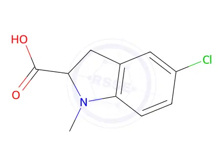 Chemical structure of 1H-Indole-2-carboxylic acid, 5-chloro-2,3-dihydro-1-methyl-