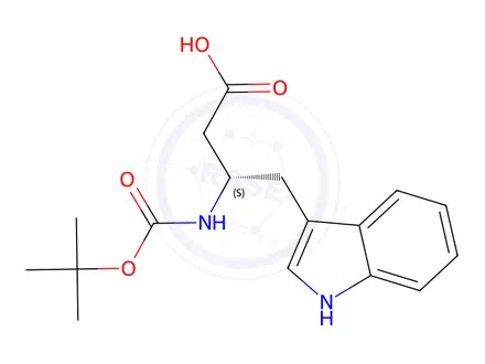 Chemical structure of (S)-3-(Boc-amino)-4-(3-indolyl)butanoic Acid