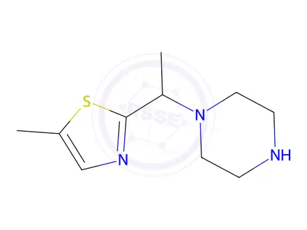 Chemical structure of 1-[1-(5-methyl-1,3-thiazol-2-yl)ethyl]piperazine