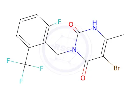 Chemical structure of 5-bromo-3-(2-fluoro-6-(trifluoromethyl)benzyl)-6-methylpyrimidine-2,4(1H,3H)-dione